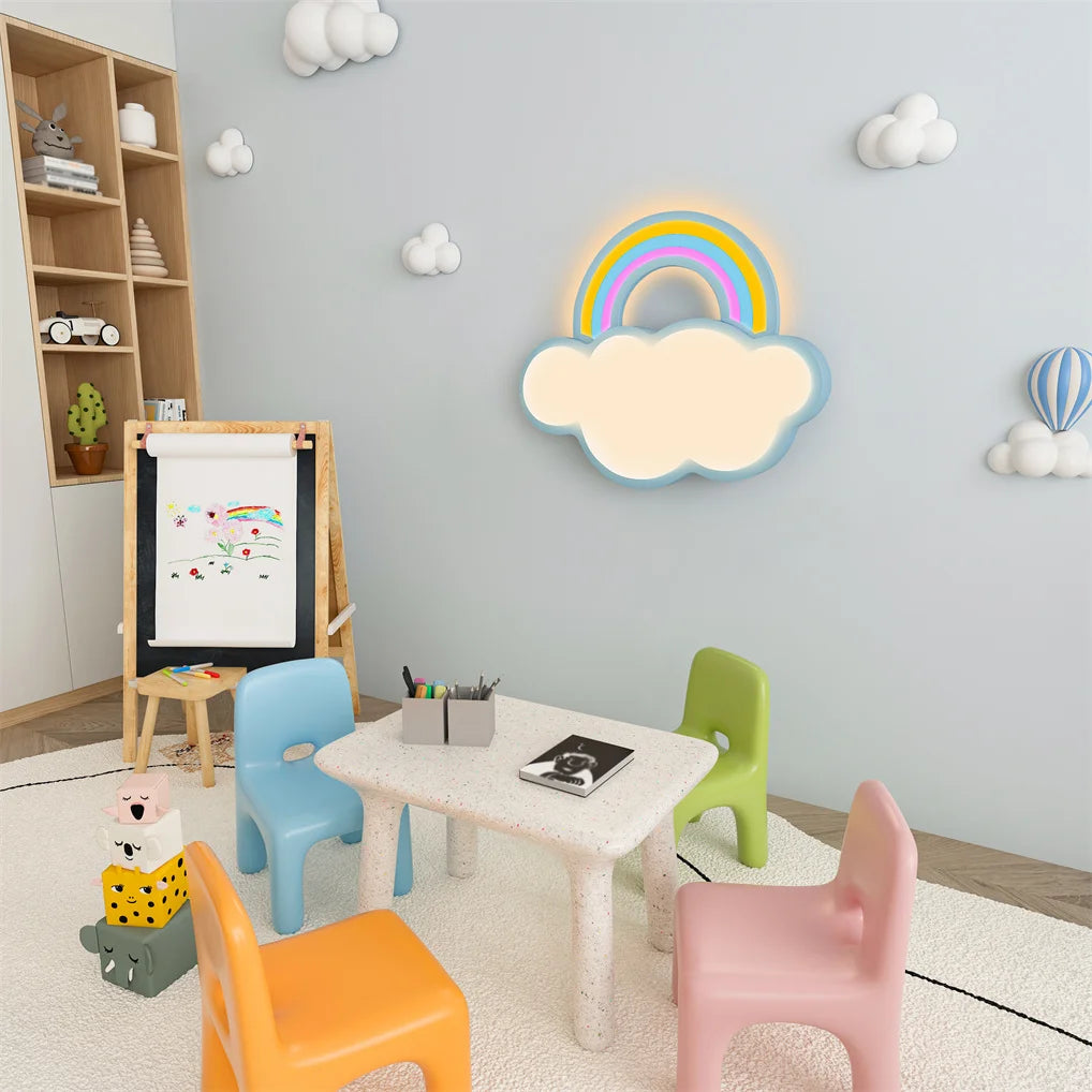 Kids Bedroom Ceiling Light Cloud Rainbow Ceiling Lamp Dimmable Fixture