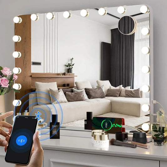 Hollywood Vanity Mirror Bluetooth Speaker with 20 LED Bulbs Dimmable