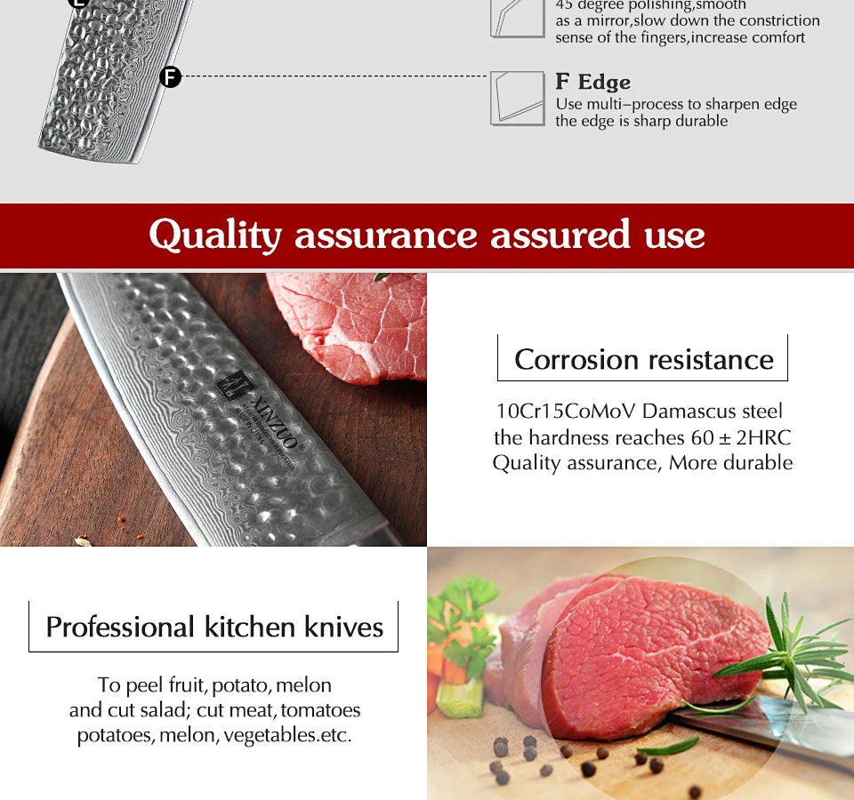 Ljustra 5PC Kitchen Knives Set VG10 Damascus Steel Pakkawood Handle