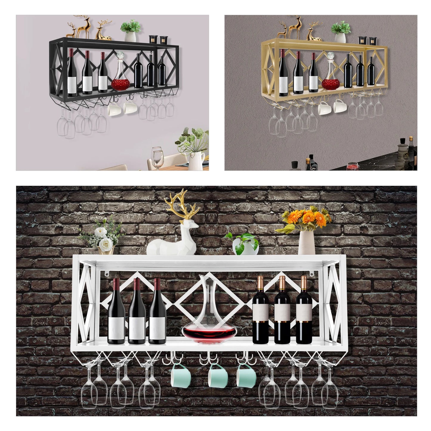 Sturdy Wall Mounted Wine Rack for Home Kitchen Commercial Use