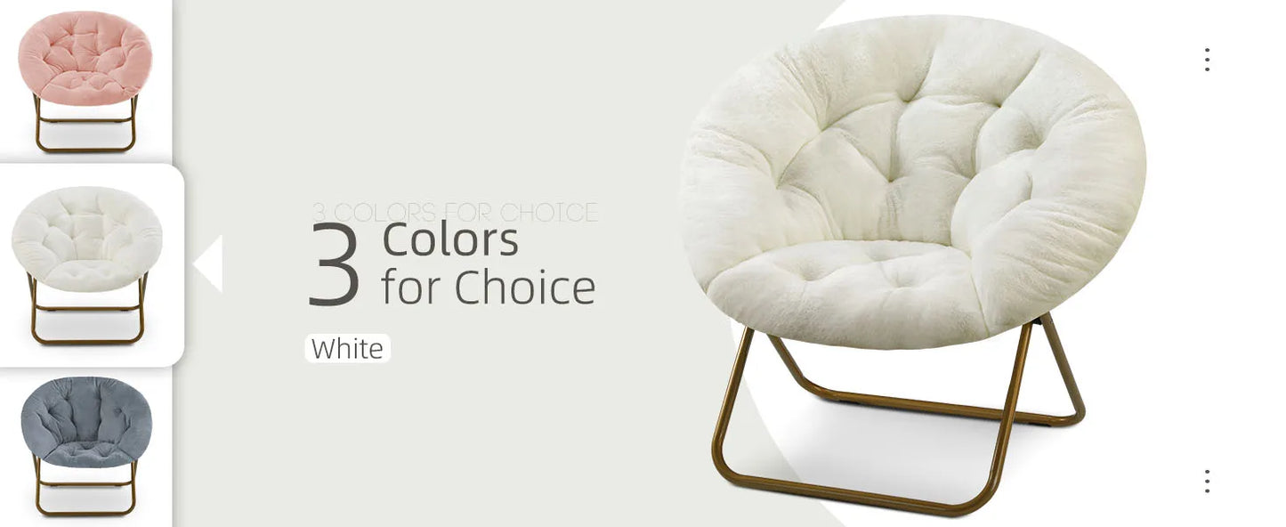 Ljustra Cozy Saucer Chair Faux Fur Folding Lounge Chair for Living Room