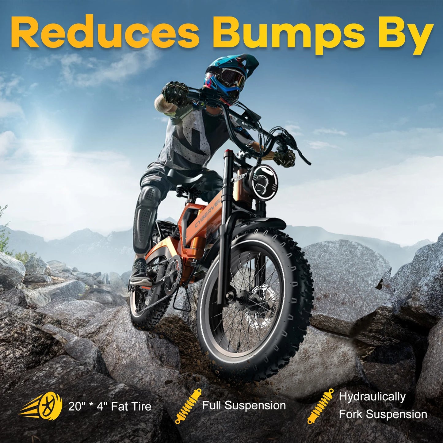 Ljustra 1000W Folding Electric Bike 35MPH 100Mile Range 20" Fat Tire