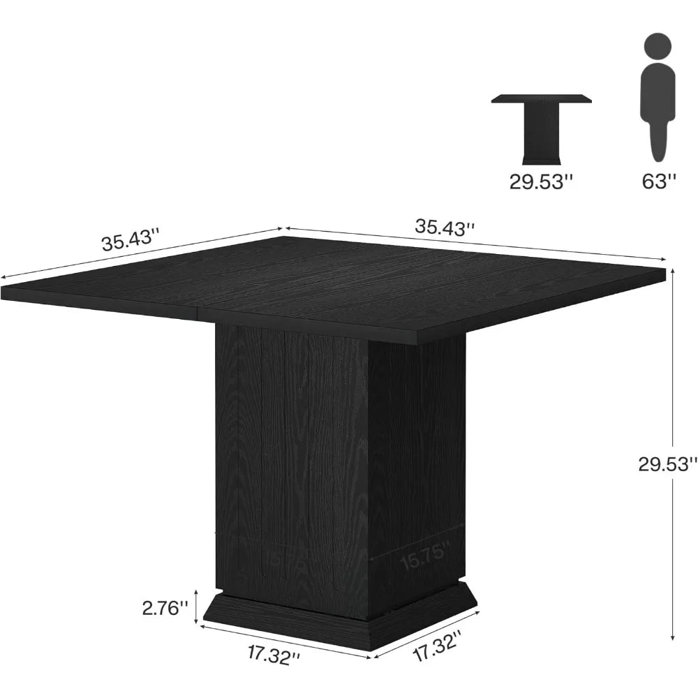 Modern Engineered Wood Small Square Kitchen Dining Table for 4