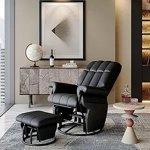 360 Swivel Glider Recliner with Ottoman Indoor Rocking Chair