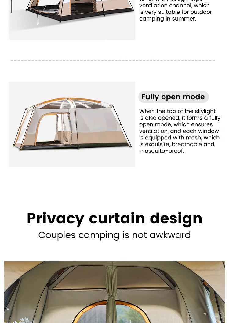 Sonuto Camping Family Tent 3-12 Person Double Layer Oversize Outdoor