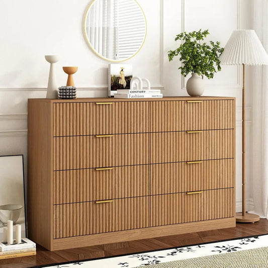 8 Drawer Modern Fluted Dresser Chest of Drawers for Bedroom Storage
