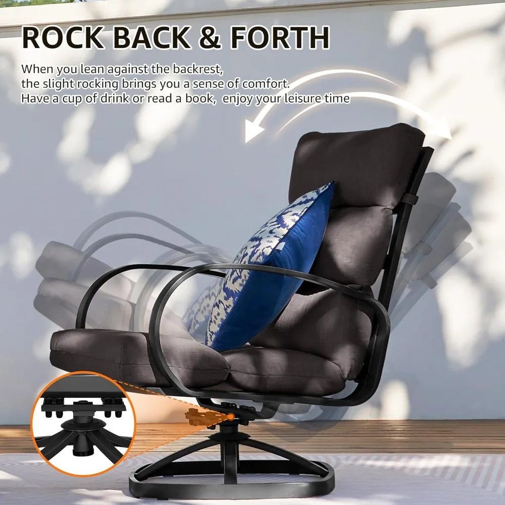 Ljustra Patio Bistro Set 3 Piece Outdoor Swivel Glider Rocking Chairs