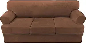 4-Piece Velvet Sofa Slipcover T-Cushion Stretch Fit | Couch Cover 72-90"