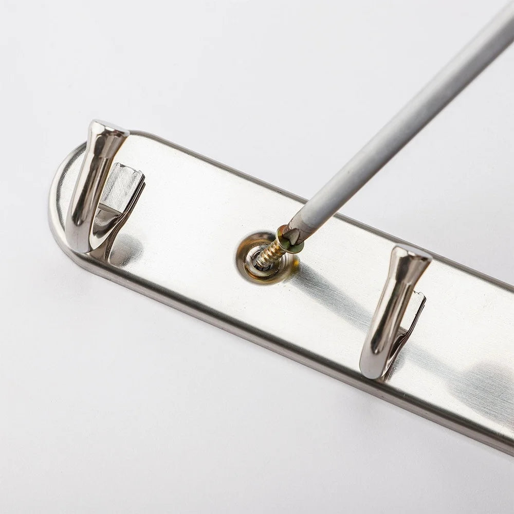 Stainless Steel Wall Hook Hanger for Coats Hats Bags Scarves 7 Hooks