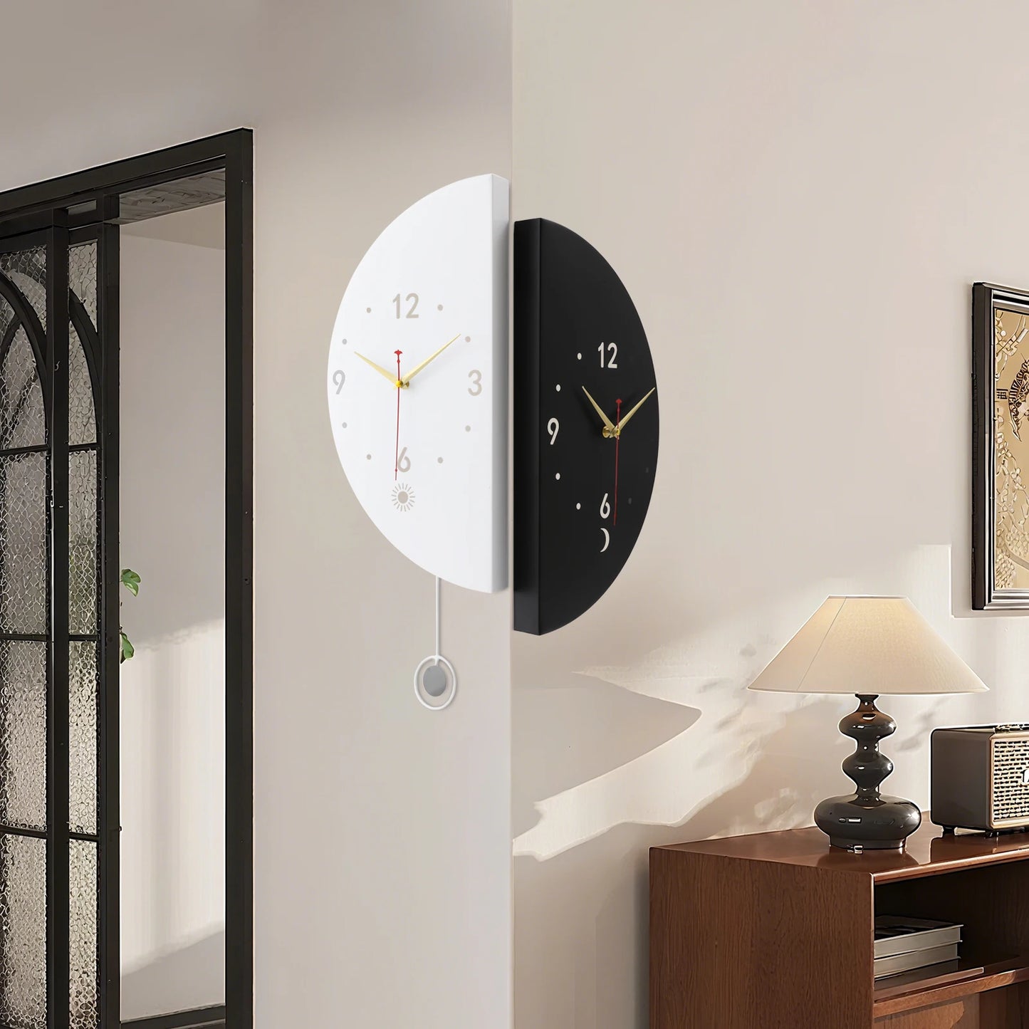 Double Sided Wall Clock 18 Inch Modern Battery Operated Decorative Clock