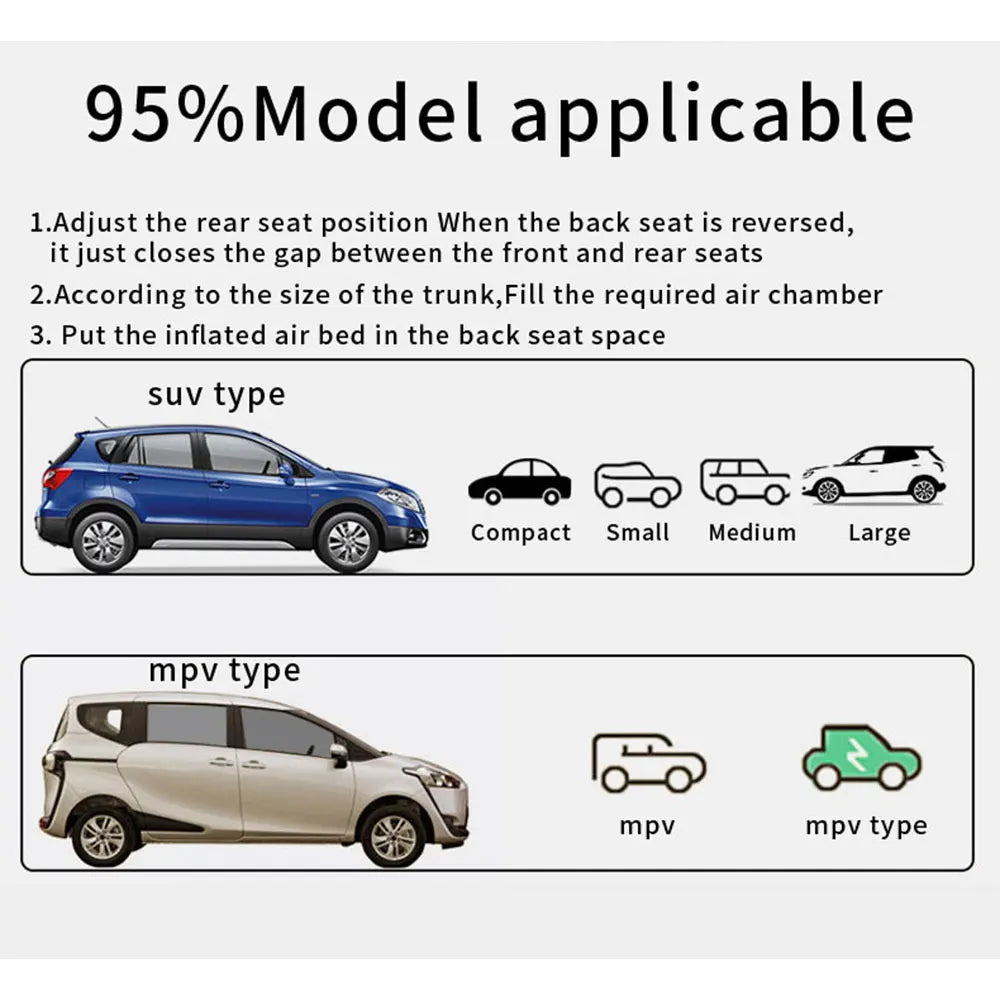 Portable SUV Travel Air Mattress Inflatable Car Camping Bed with Pillows