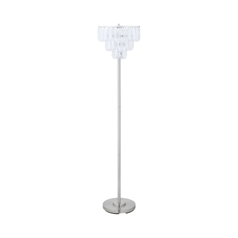 Elegant Crystal Floor Lamp Polished Chrome Base Contemporary Design