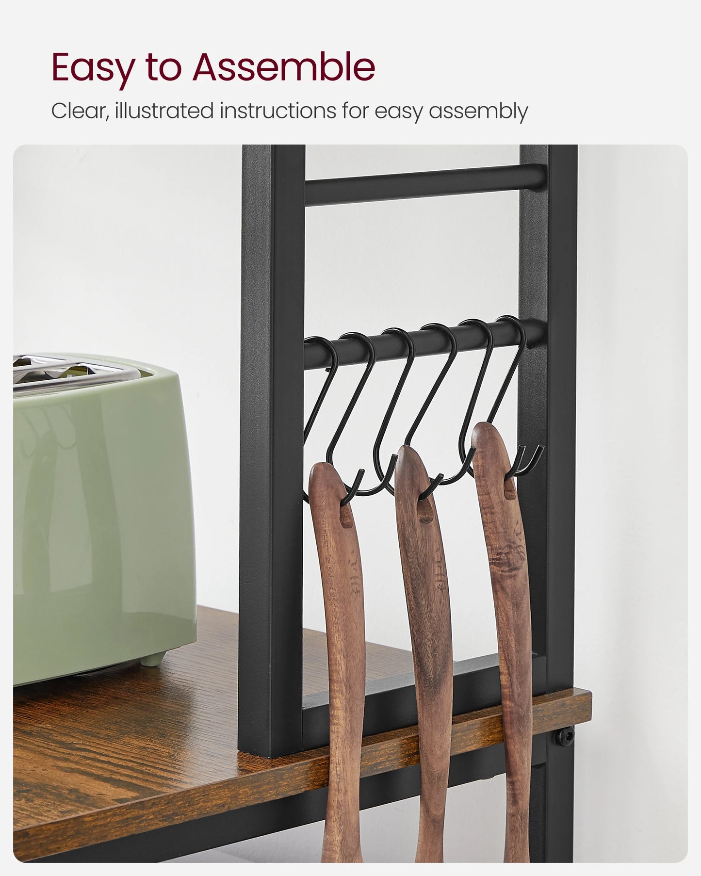 VASAGLE 6-Tier Kitchen Shelves Baker’s Rack Microwave Stand Industrial