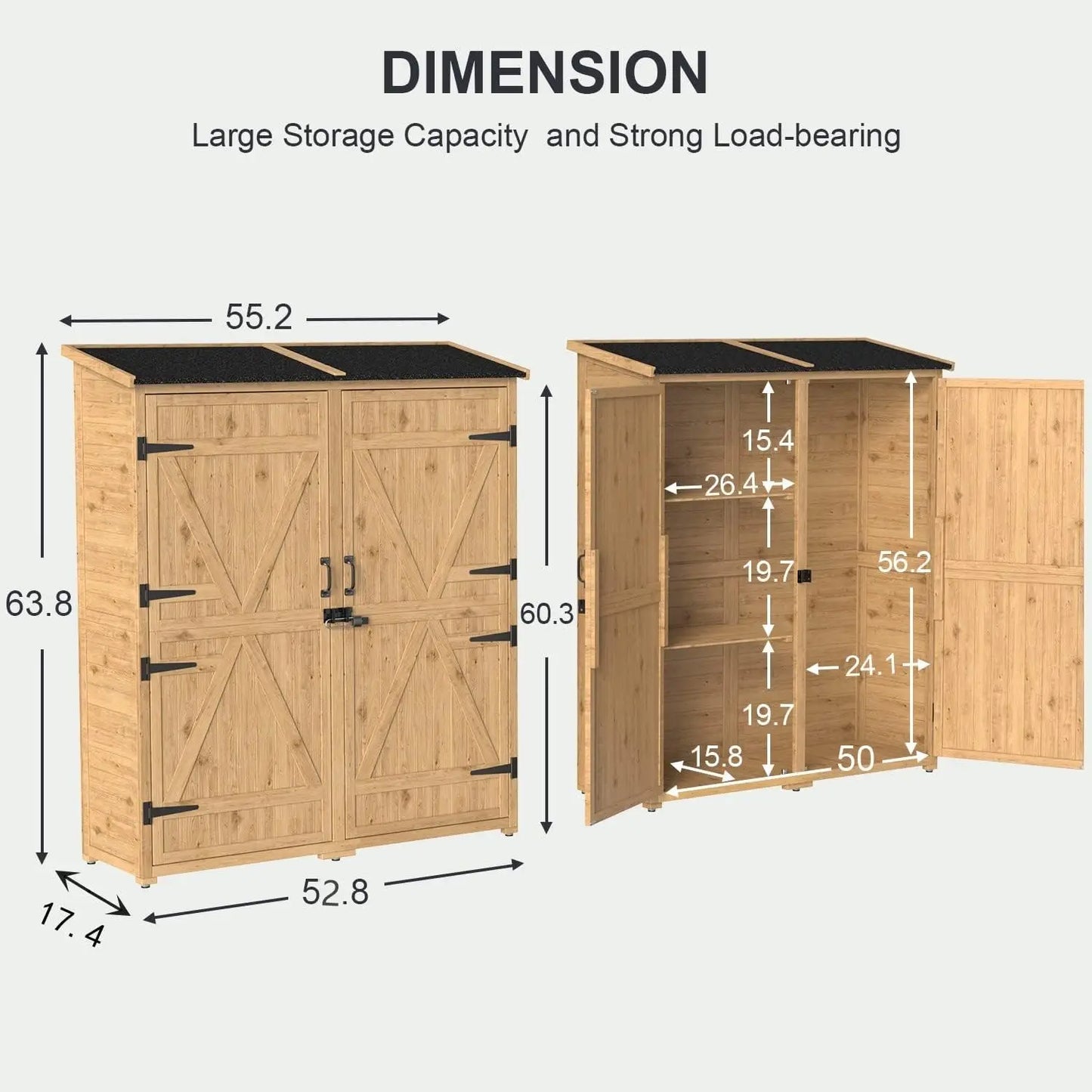 Outdoor Storage Cabinet Waterproof Roof Lockable Doors Garden Shed