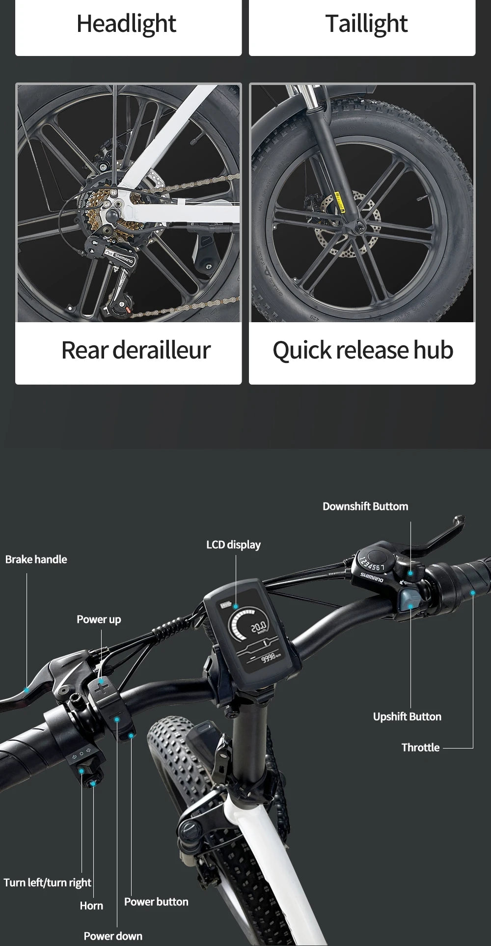 Ljustra Kickwey L20 Foldable Electric Bicycle 1000W 20 Inch Fat Tire E-Bike