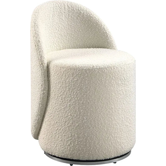 Ljustra Swivel Barrel Vanity Chair Textured Boucle Fabric Cream