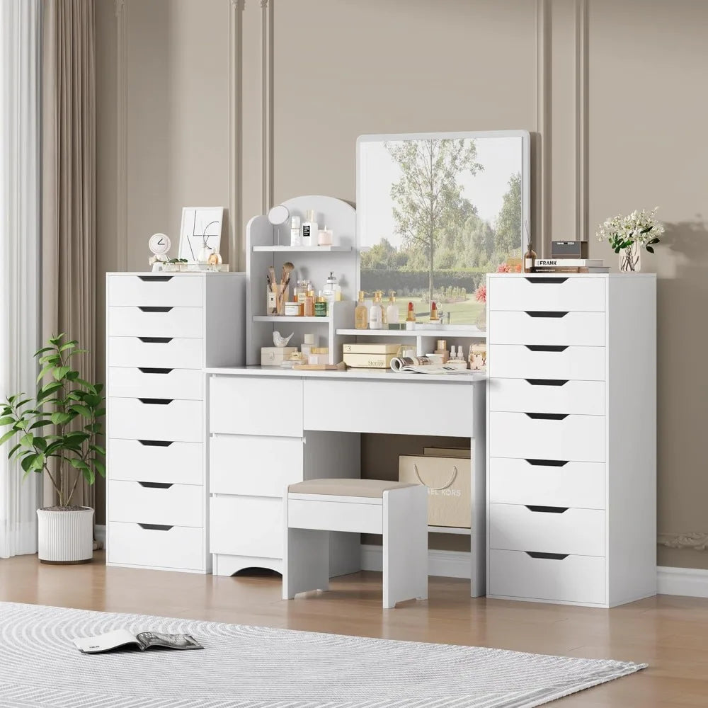 Tall White Dresser 8 Drawer Modern Chest of Drawers Storage Solution