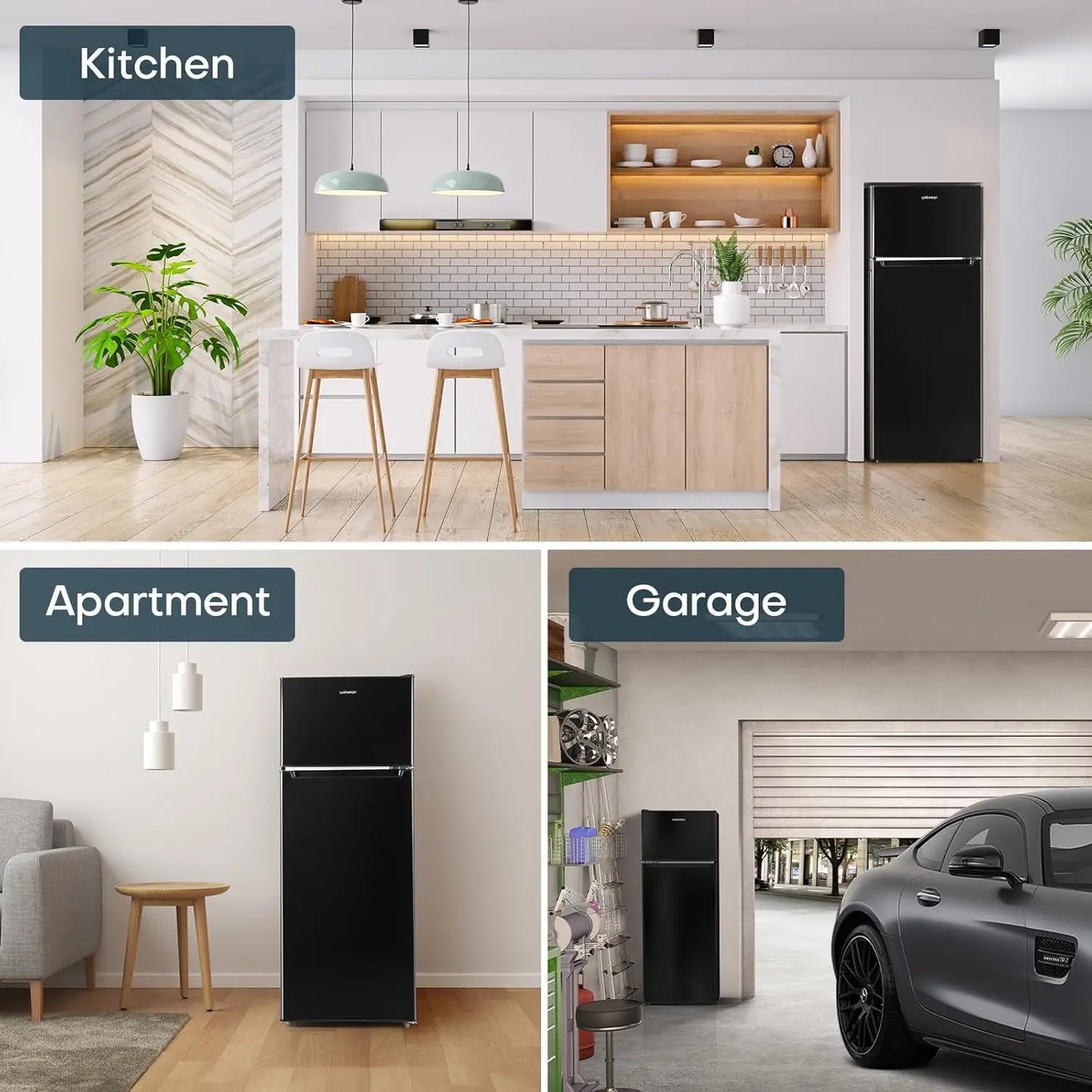 Ljustra 7.7 Cu.Ft Double Door Refrigerator with Freezer Adjustable Thermostat