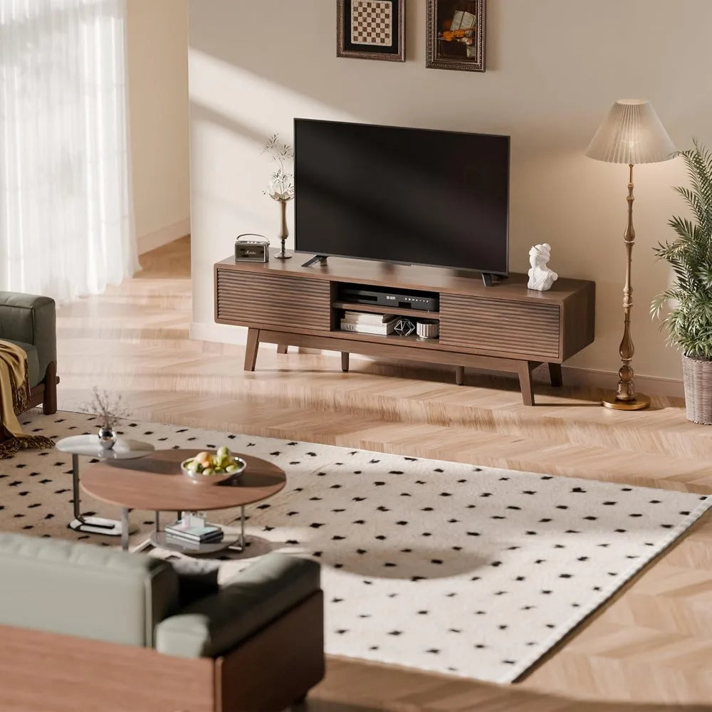 Mid Century Modern TV Console 55-65 Inch Low Profile Media Stand