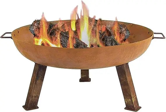 30Inch Heavy Duty Cast Iron Fire Pit Wood Burning Outdoor Bowl
