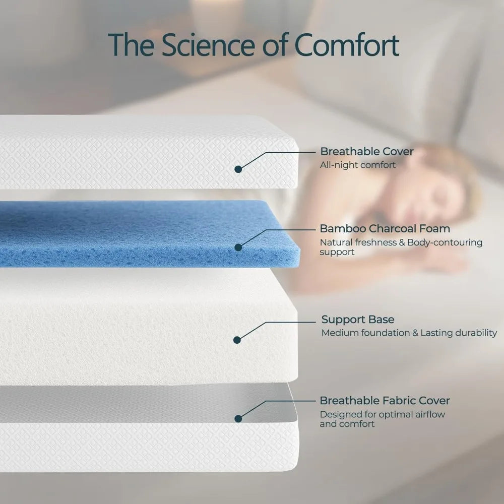 Ljustra Twin Size 6 Inch Gel Memory Foam Mattress Medium Firm