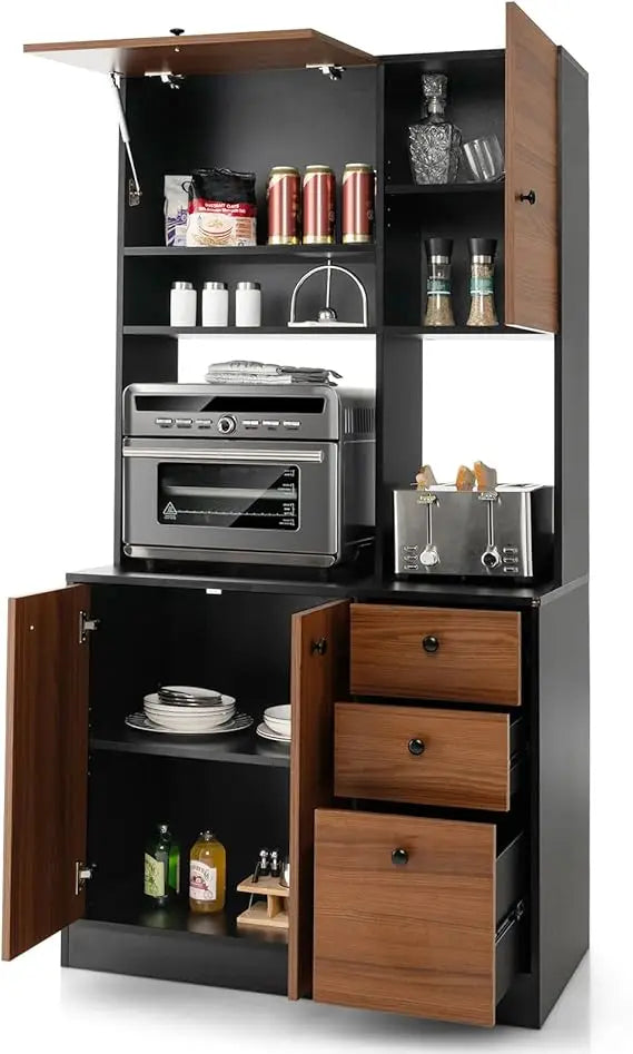 Kitchen Buffet Hutch Storage Cabinet Freestanding Pantry Adjustable Shelves