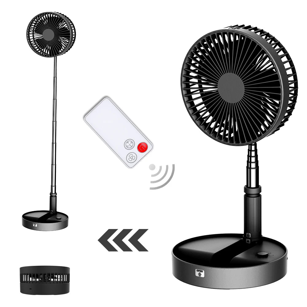 Portable Foldable Desk Fan with Remote Control and Timer Battery USB