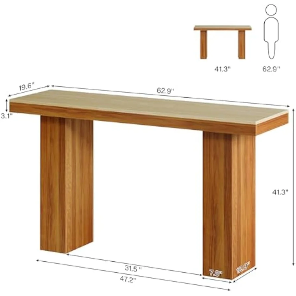 Long Bar Table 62.9 Inch Rectangular Counter Height Pub Table Kitchen