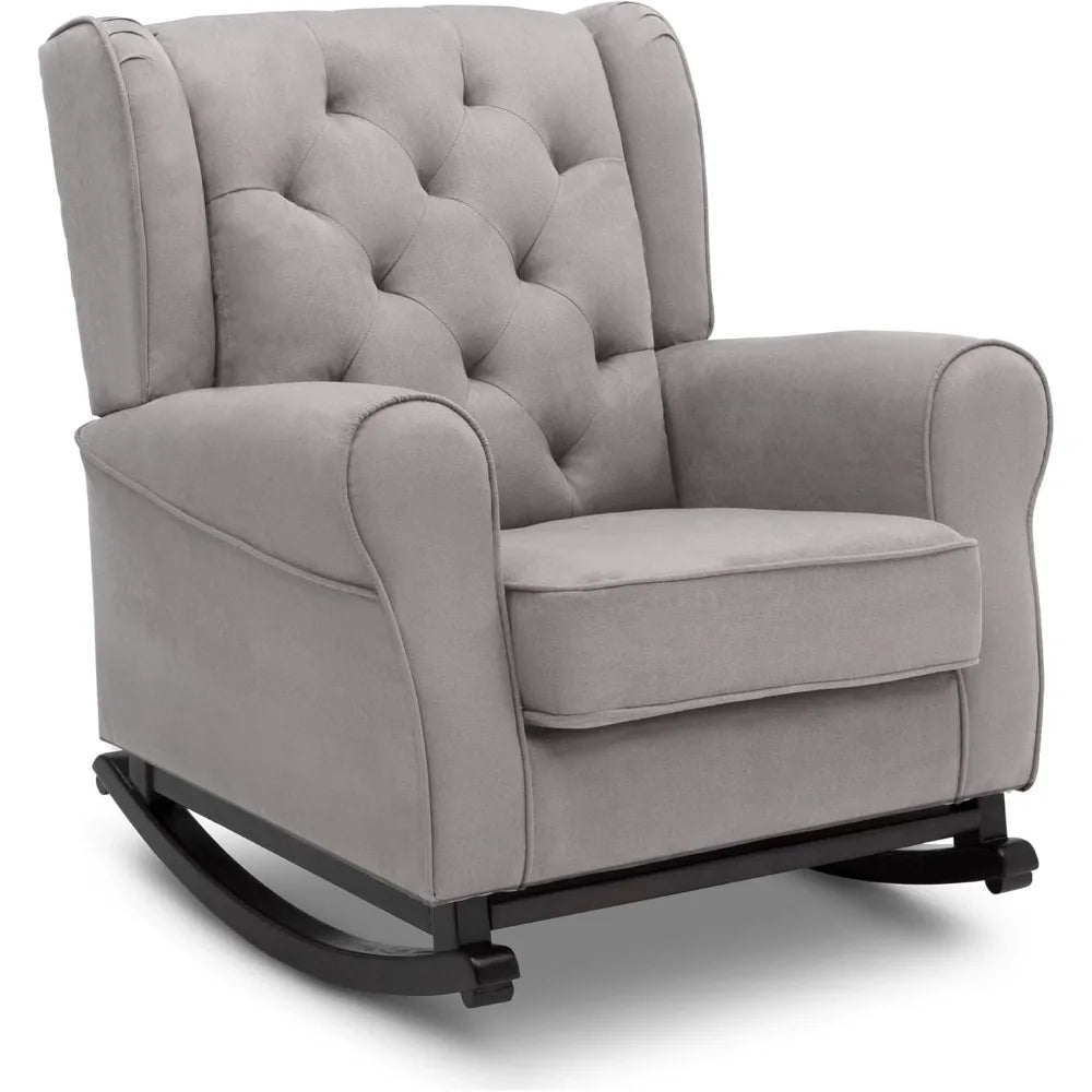 Emma Upholstered Rocking Chair Wood Living Room Furniture Modern Style