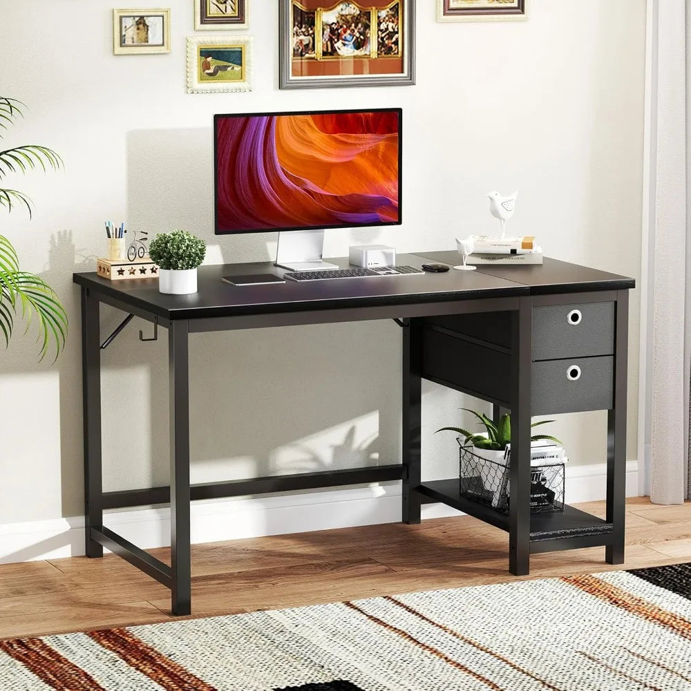 Modern Computer Desk with Storage Drawers Compact Writing Table for Home