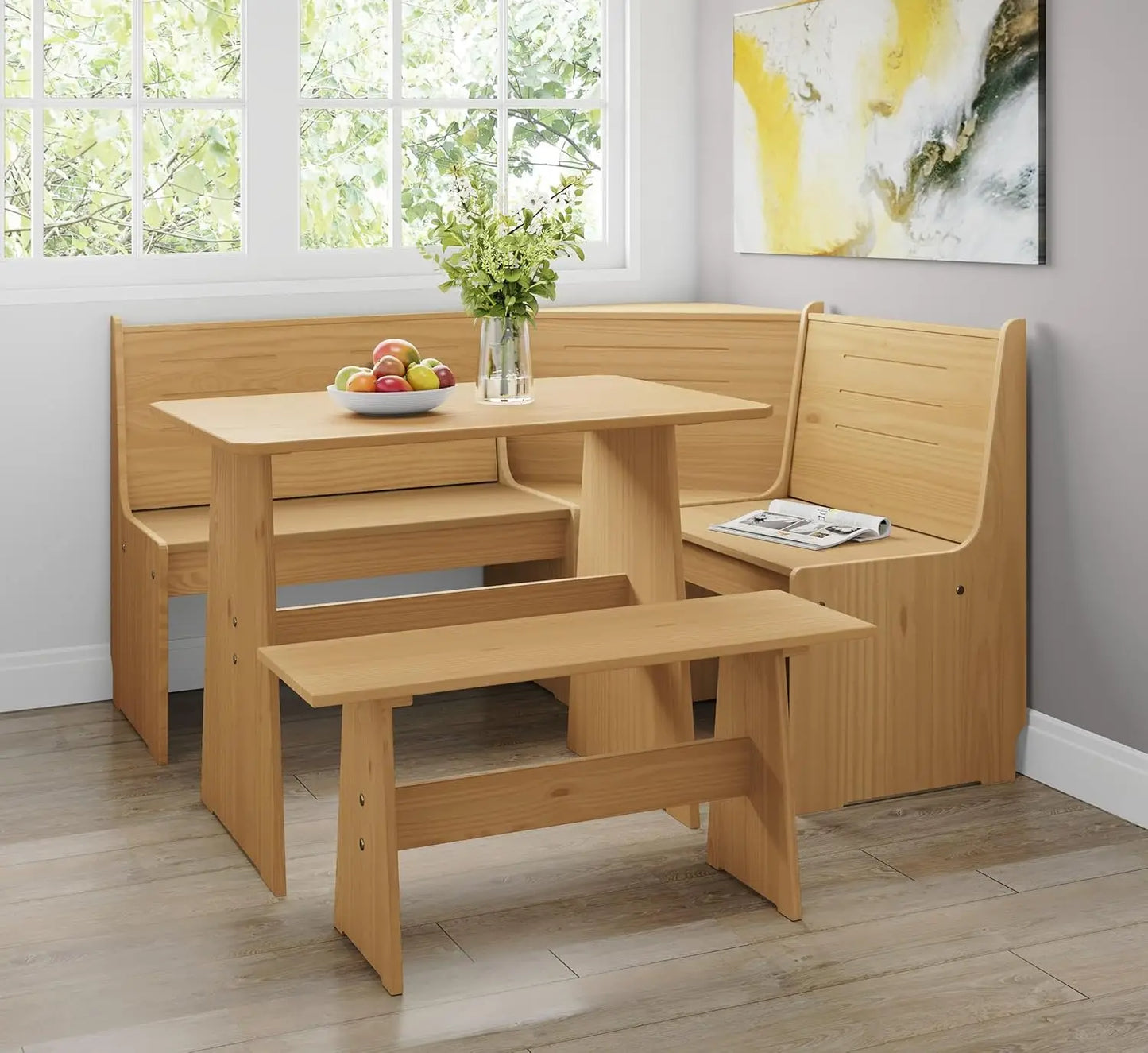 Breakfast Nook Corner Dining Table Set Space-Saving for 5 People