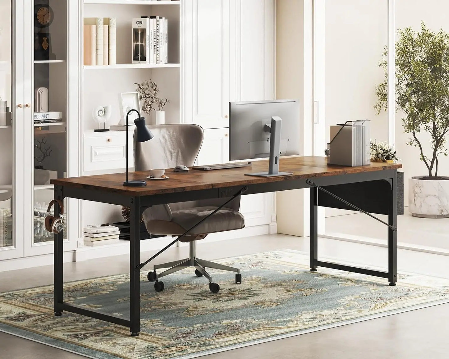 Large Modern 71 Inch Computer Desk Home Office Desk with Storage Hook