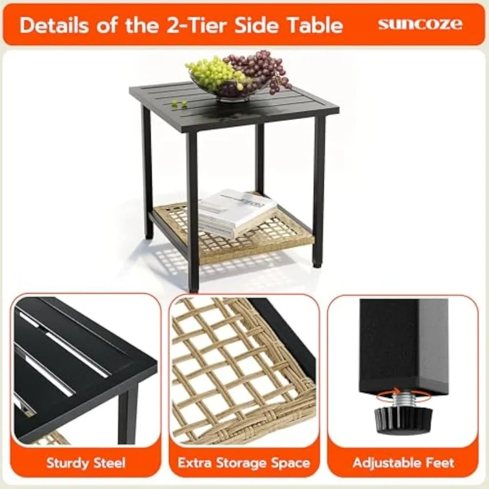 3 Piece Outdoor Rocking Chair Set with Coffee Table Patio Furniture