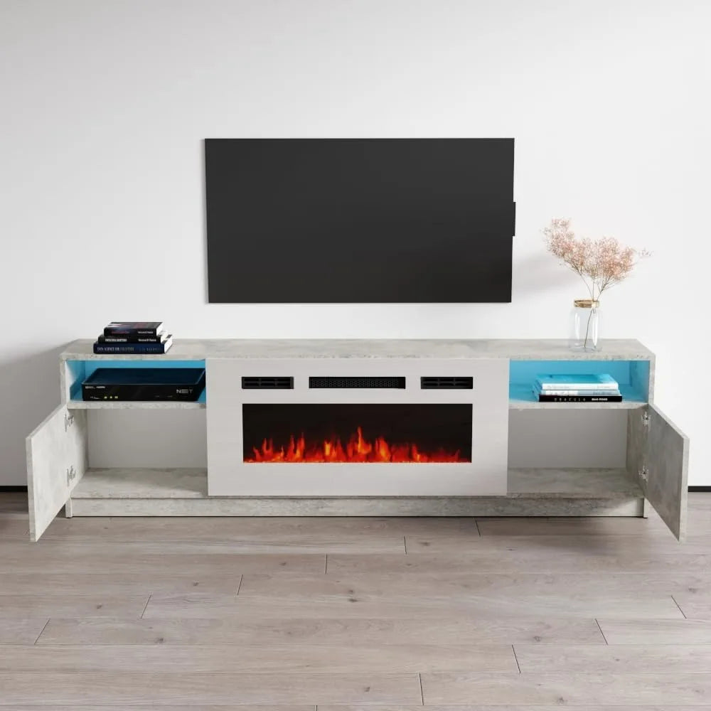 Meble Furniture WH02 Electric Fireplace TV Stand Modern Storage Cabinet