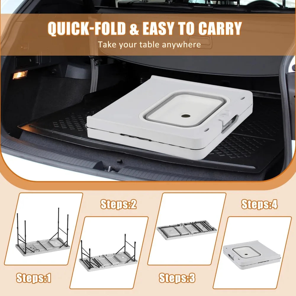 Portable Fish Cleaning Table with Sink and Faucet for Camping