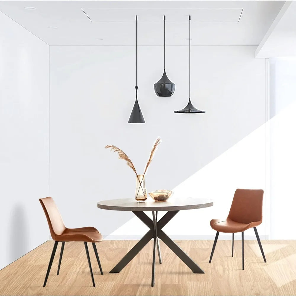 47 Inch Round Dining Table Set Mid Century Modern Kitchen Table for 4-6