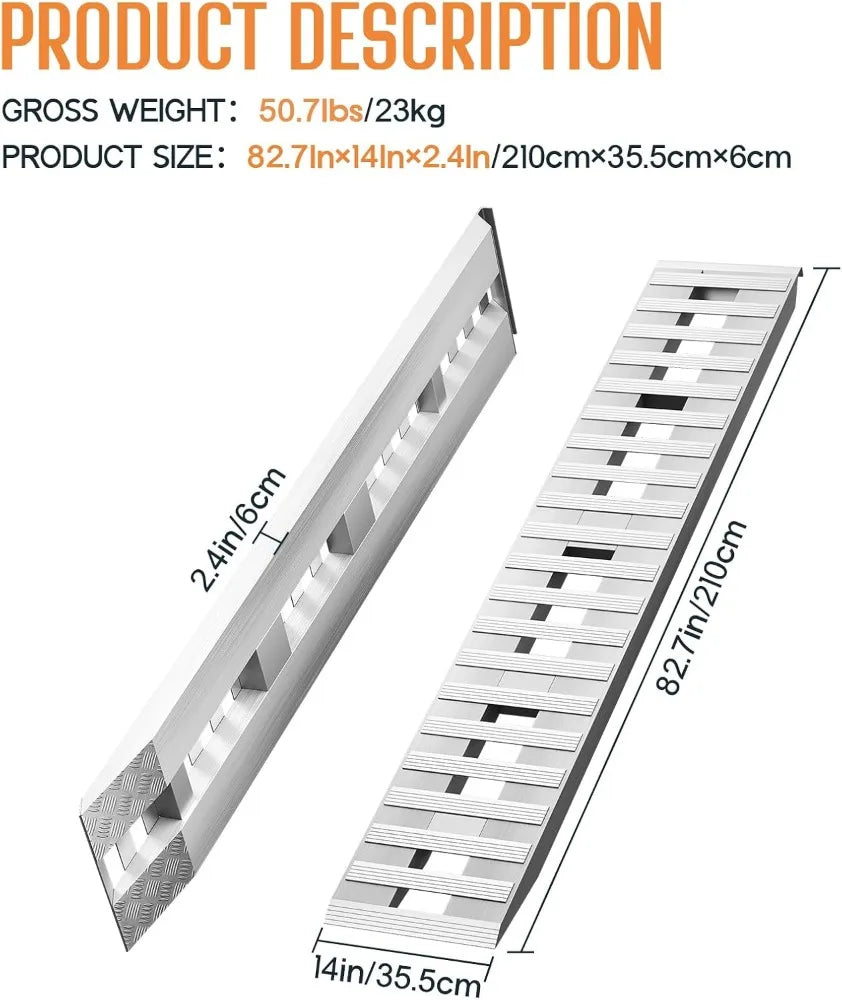 Jocisland 2 PCS Heavy Duty Aluminum Trailer Ramps 6000 LBS Capacity