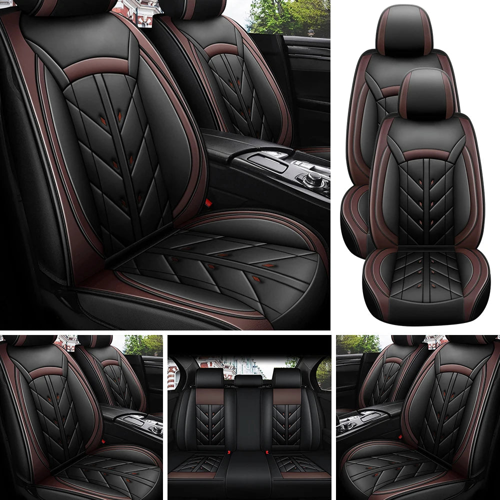 5-Seater Universal Car Seat Cover Waterproof PU Leather Full Set