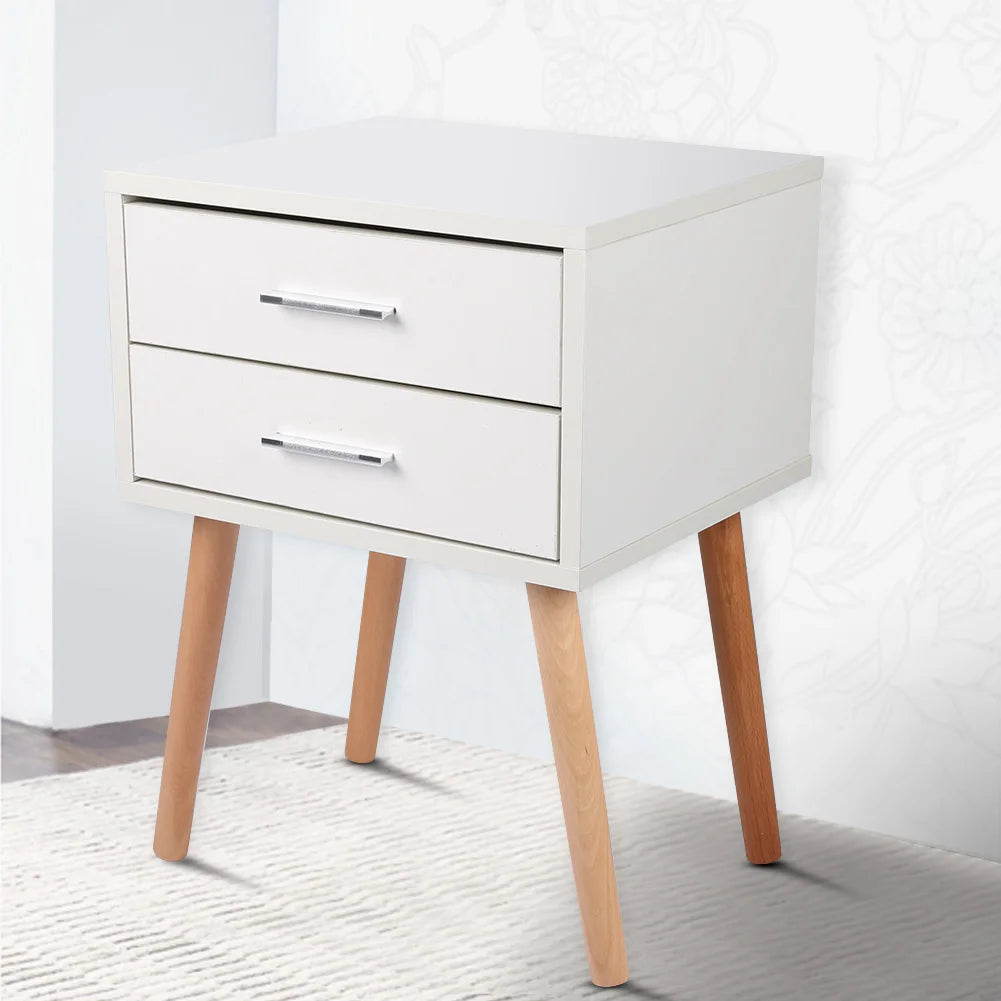 Ljustra Modern Storage Unit Bedside Table with Two Drawers Nightstand