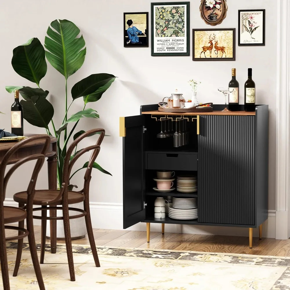 Modern Sideboard Buffet Cabinet with Wine Rack and Drawers Storage