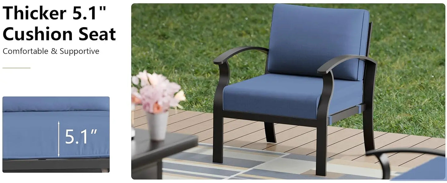 Ljustra Aluminum Patio Furniture Set Fire Pit Table Swivel Chairs Sofa