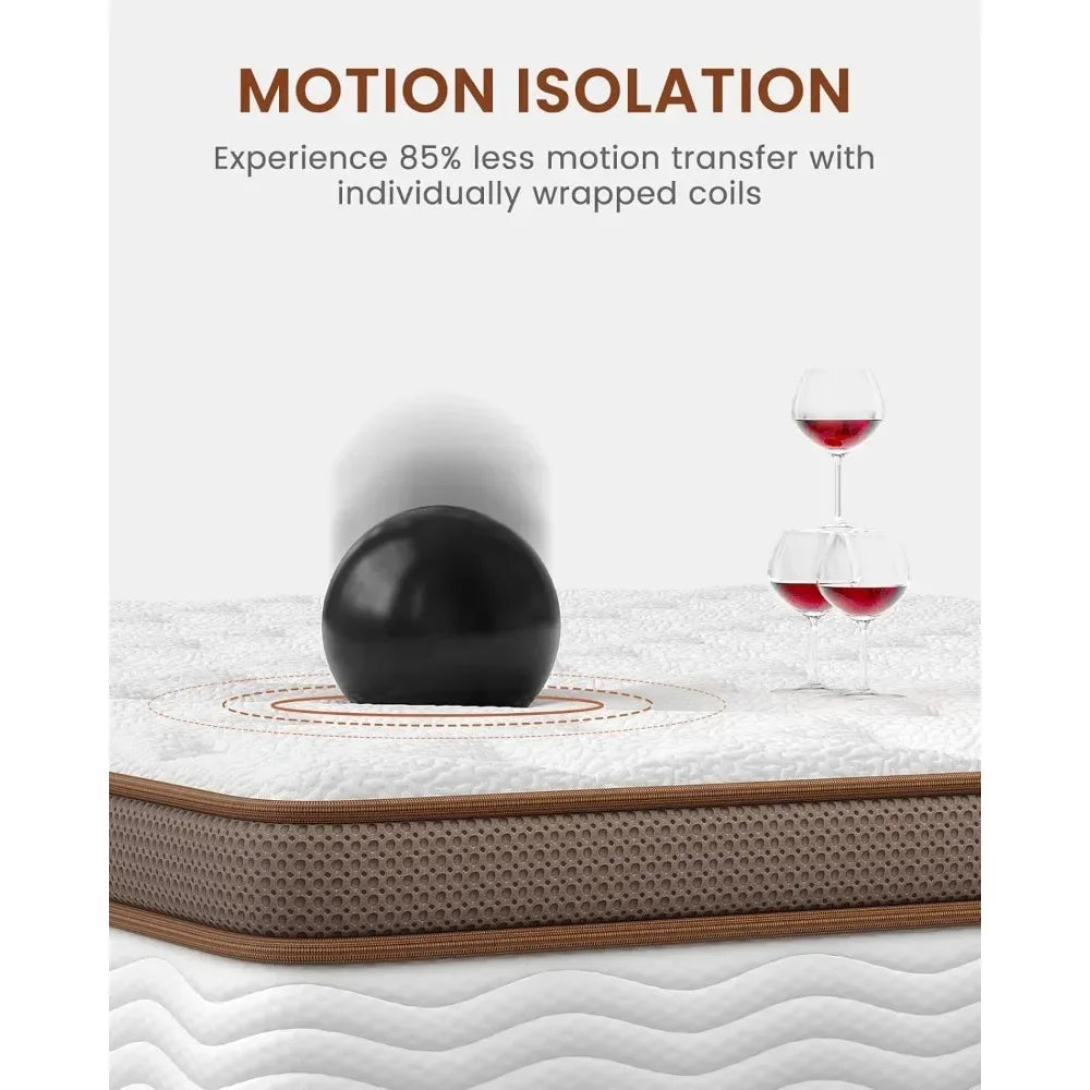 Ljustra Premium Queen Mattress 14 Inch Hybrid Pain Relief Motion Isolation