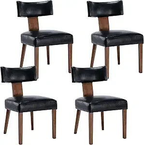 Farmhouse Dining Chairs Set of 4 Mid Century Modern Upholstered Rattan