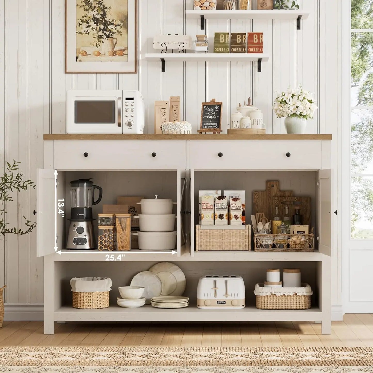 55 Inch Buffet Sideboard Cabinet Storage Kitchen Living Room Coffee Bar