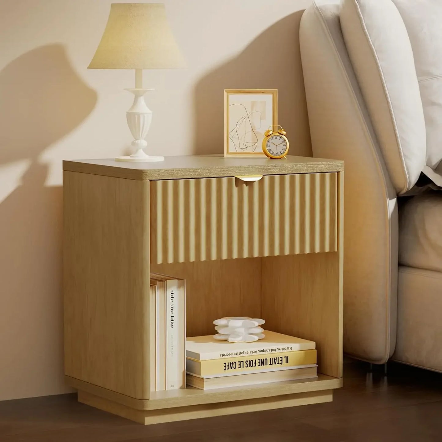 Modern Nightstand with Drawers Minimalist Bedside Table for Bedroom