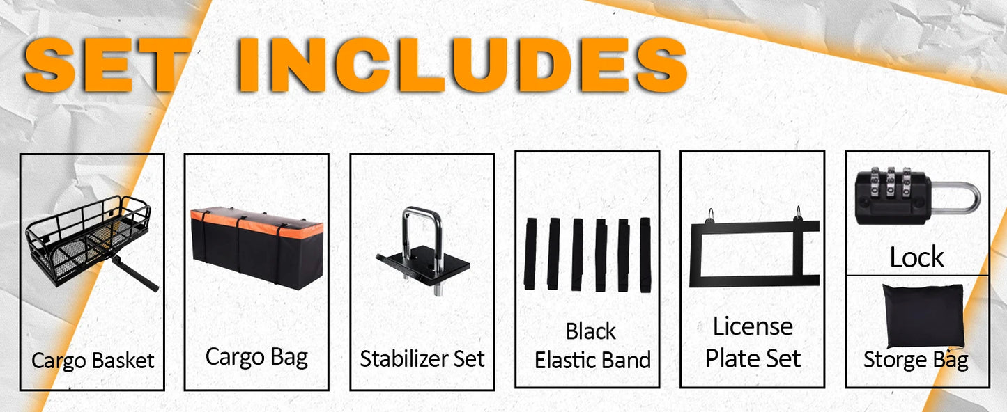 Heavy Duty Trailer Hitch Cargo Carrier Rack 500lbs Waterproof Bag