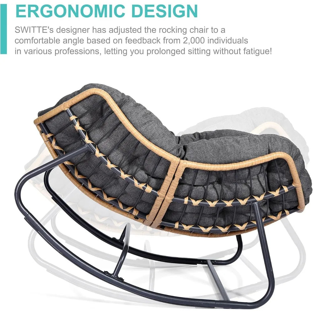 Outdoor Rocking Egg Chair Indoor Papasan Rattan Lounge Modern Design