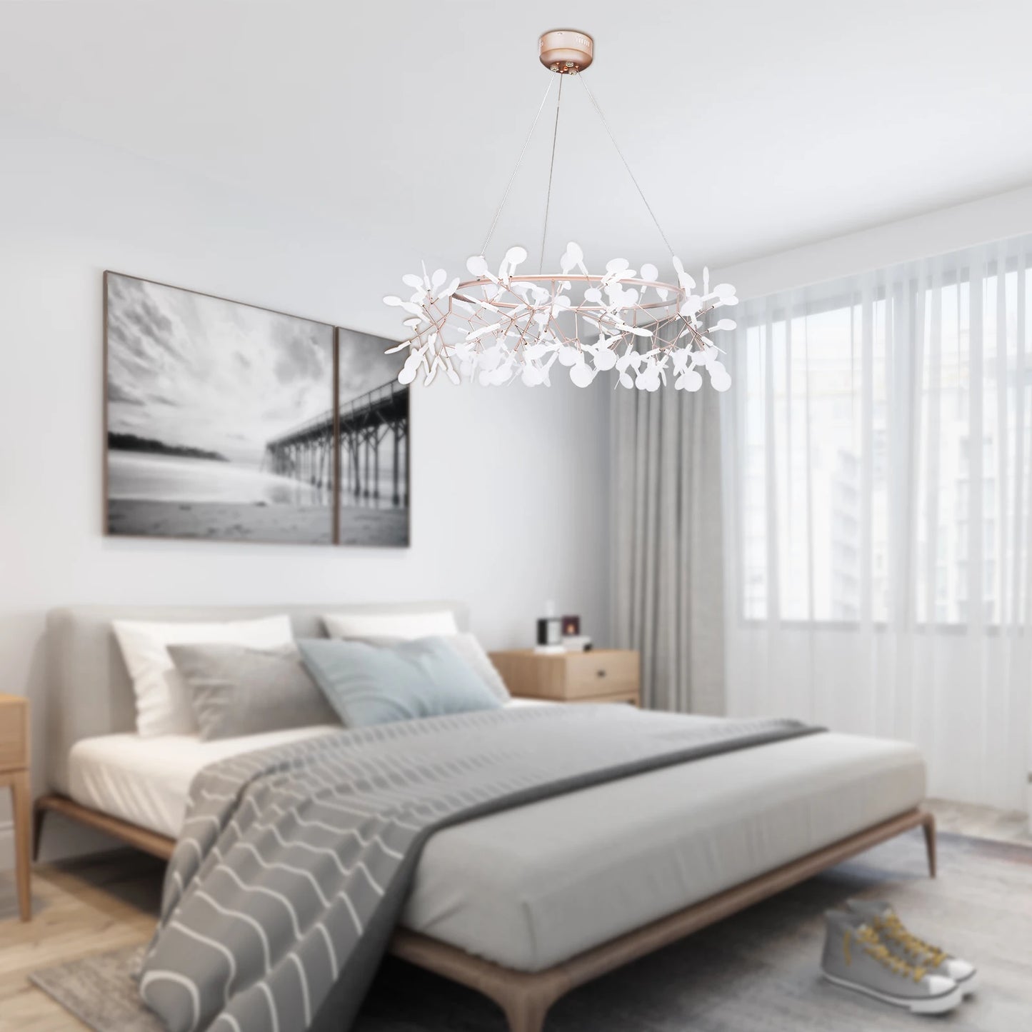 Modern Ceiling Chandelier 40W LED Light Rose Gold for Dining Living Room