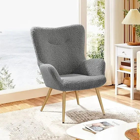 Accent Chair Modern Boucle Vanity Chair Wing Back Living Room Office