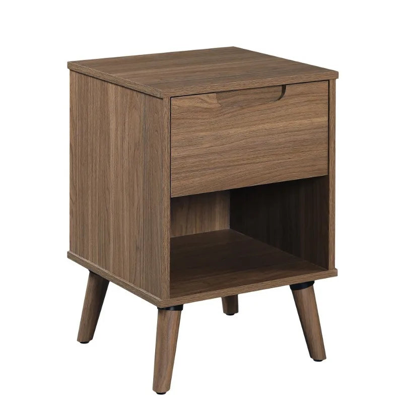 MidCentury Modern Nightstand Bedroom Storage Drawer Shelf Bedside Table